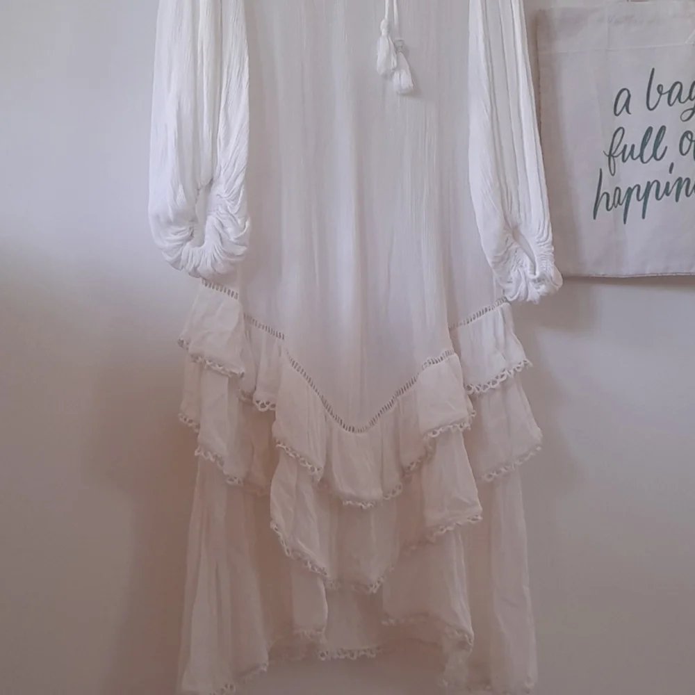 NEVER FULLY DRESSED White Harmony Long Sleeve Tiered Ruffle Maxi Dress NWT - Picture 13 of 16